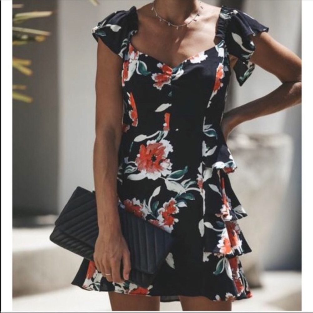 NWOT Vici Sealed with a Kiss Black Floral Dress